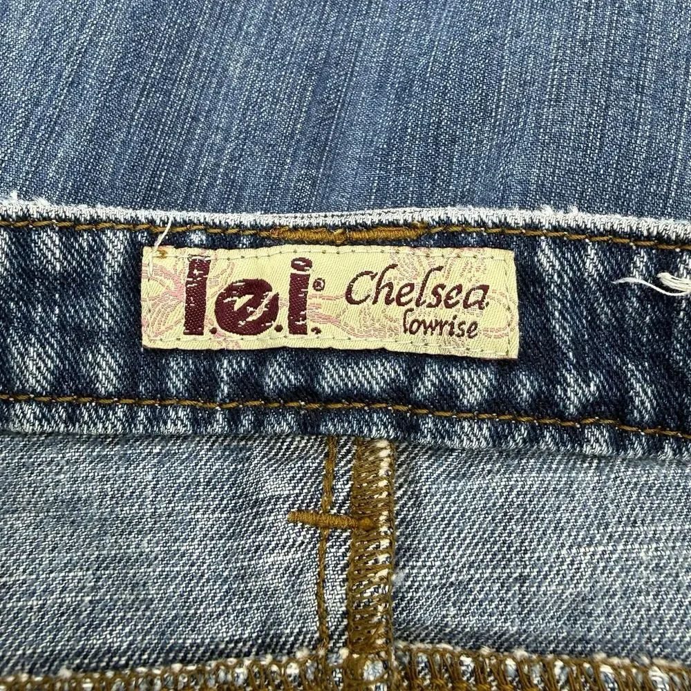 LEI Women's Y2K 90s Low Rise Chelsea Denim Skirt Medium Wash High Low SZ 7